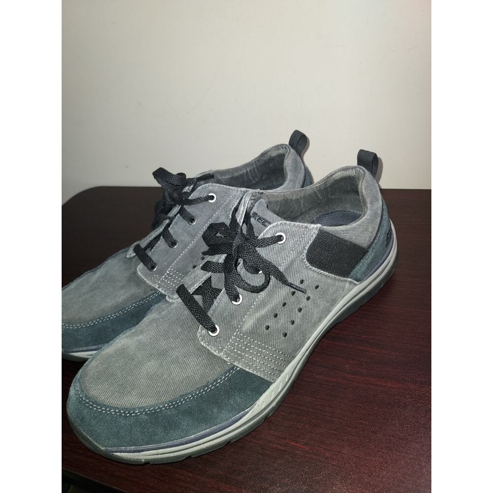 Skechers Mens Relaxed Fit Shoes 11M Lace Up Expected Vaspen Oxford Black Gray